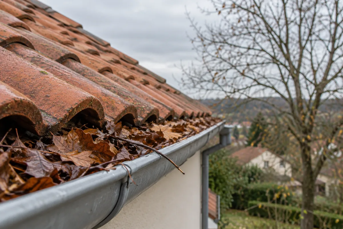 Nettoyer une gouttière pleine de feuilles sans danger